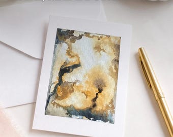 Zestaw kartek okolicznościowych w kolorze niebieskim i ochrowym, neutralne, puste kartki z kopertami, składane kartki akwarelowe, kartka z podziękowaniami, artykuły papiernicze, ręcznie robiony zestaw kartek