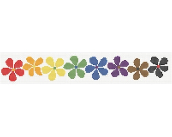 Patrón de punto de cruz de flores arcoíris (descarga digital)