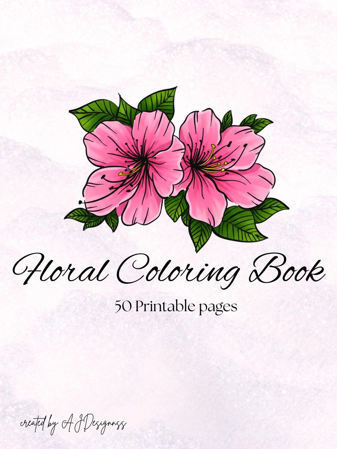 Floral Coloring Book – 50 Printable Pages for Stress Relief (digital ...