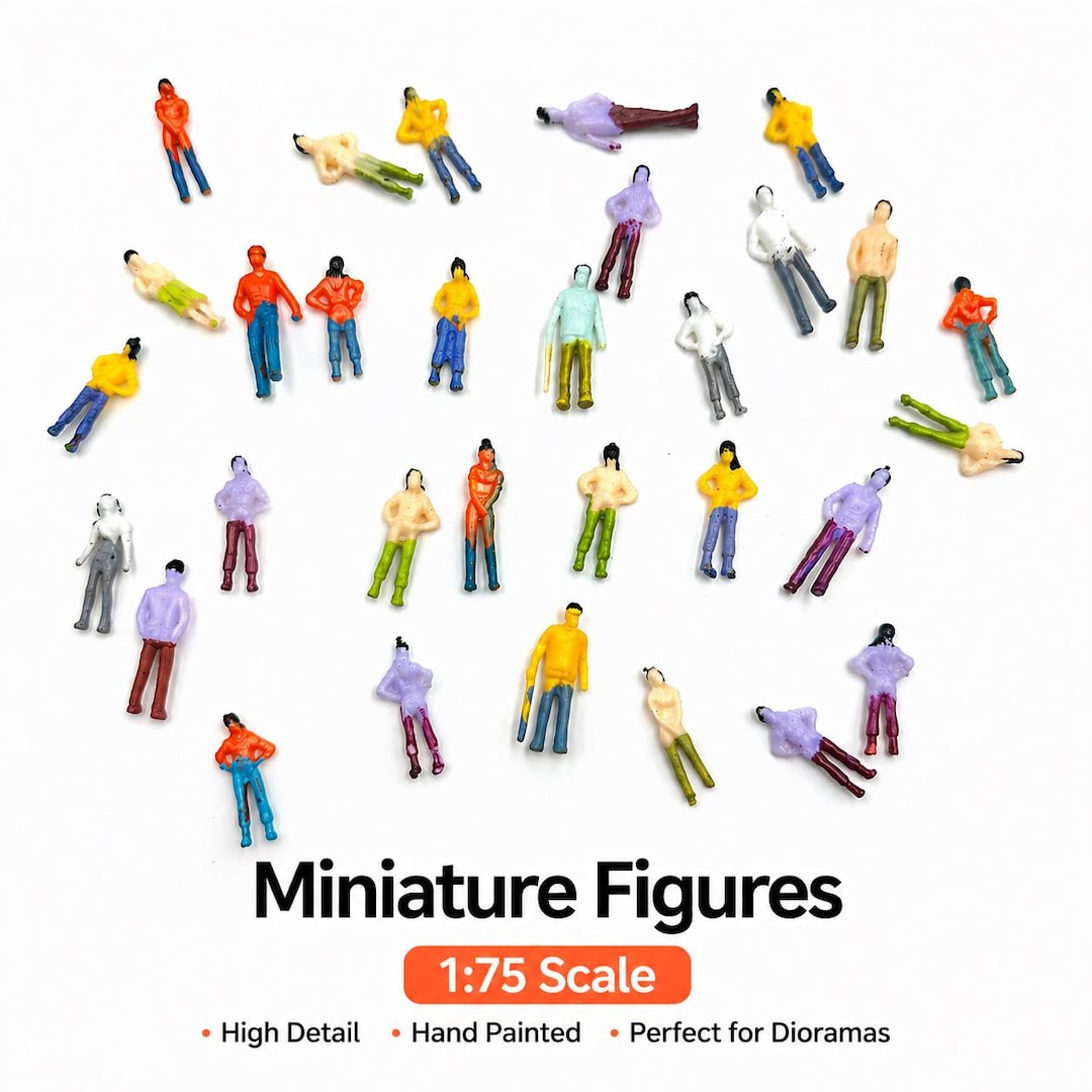 Miniature People Figurines Set 1:75 Scale, Tiny Sitting Figures, Model ...