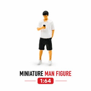 1:64 Miniature Man Looking at Phone, Painted Figure for Diorama and Train Layout,Miniature Man for Model Railway Street Diorama