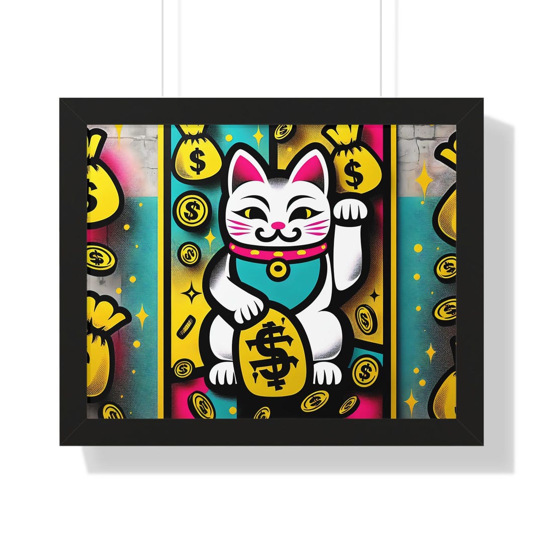 Graffiti Maneki Neko Art, Modern Lucky Cat Poster, Japanese Pop Art ...