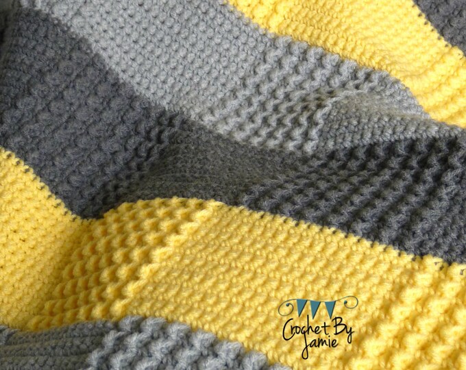 Crochet Gray Yellow Baby Blanket MADE TO ORDER Etsy