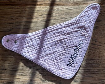 Personalized Girls Embroidered Bandana Bib | Baby Girl Gift