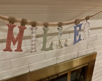 Custom Fishtail Embroidered Name Banner | Personalized Fabric Letter Garland