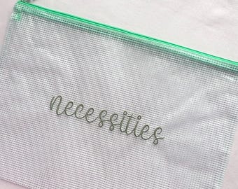 Custom Script Mesh Zipper Bag | Personalized Water Resistant Pouch