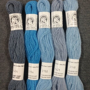 French Wool Floss / Bluesy shades of blue / Lane pour Tapestry Wool Floss/ Embroidery Floss/ Wool Applique/ Mending/ Visible mending