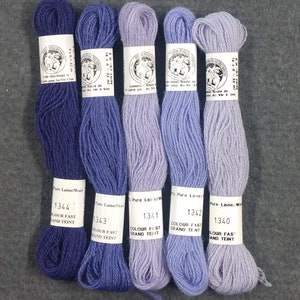 French Wool Floss / shades of lavender / Lane pour Tapestry Wool Floss/ Embroidery Floss/ Wool Applique/ Mending/ Visible mending