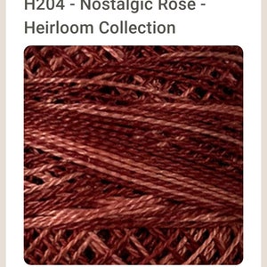 Valdani Thread/ Pearl Cotton # H204 / Nostalgic Rose color  / Variegated color / Wool Applique / Punch Needle / Hand Quilting thread