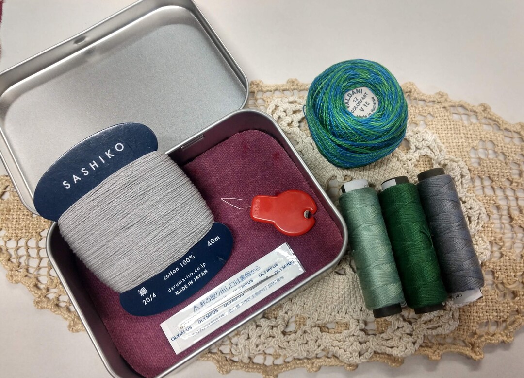 Tin Sewing Box With Sewing Notions / Treasure Box With Sewing Etsy