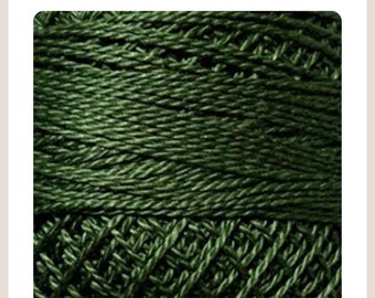Valdani Perle Cotton Thread / Size 12 / Color 823 / solid Green / Wool Applique thread/ Embroidery/ Crochet / Quilting thread / rug hooking
