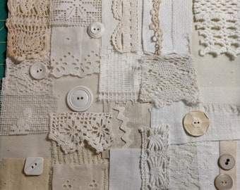 Slow Stitch Kit/Collage kit/ White on White / Journaling/Embellishments/Boro Collage/Sashiko/Mindful Stitching/Textile Art/Visible Mending