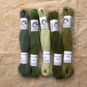 French Merino Wool Floss: Green Embroidery Thread, Aubusson Tapestry