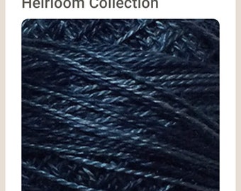 Valdani Perle Cotton thread/ Size 12/H207 Darkened Blue-Heirloom Coll/ Colorfast/ Hand Dyed/ Wool Applique/ Hand Quilting/ Embroidery thread