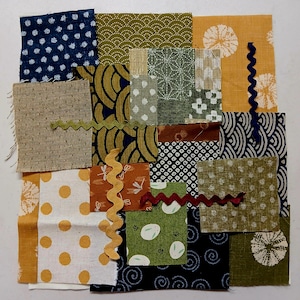 Slow Stitch Kit/Collage kit/Journaling/Embellishments/Boro Collage/Sashiko/Mindful Stitching/Textile Art/ Blue and Gold kit/Visible Mending