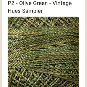 Valdani Perle Cotton thread/ Size 12/Color #P2 /Olive Green/ Colorfast/ Hand Dyed/ Wool Applique/ Hand Quilting/ Crochet cotton/ stitchery/