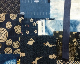 Slow Stitch Kit/Boro Collage kit/Collage/Indygo blue collage/mindful stitching/fabric collage/textile art/sashiko stitching/Junk Journal