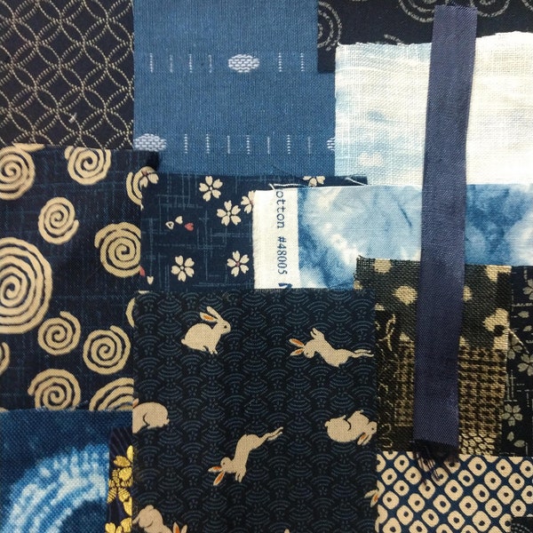 Slow Stitch Kit/Boro Collage kit/Collage/Indygo blue collage/mindful stitching/fabric collage/textile art/sashiko stitching/Junk Journal