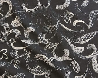 Cosmo fabric / Romantic/Vintage Wallpaper fabric / black fabric