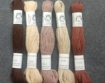 French Merino Wool Floss: Embroidery Thread, 5 Skeins