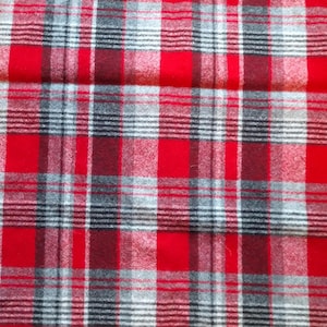 Felted plaid wool/ Red plaid hand dyed wool / plaid wool / rug hooking wool / penny Rug wool /