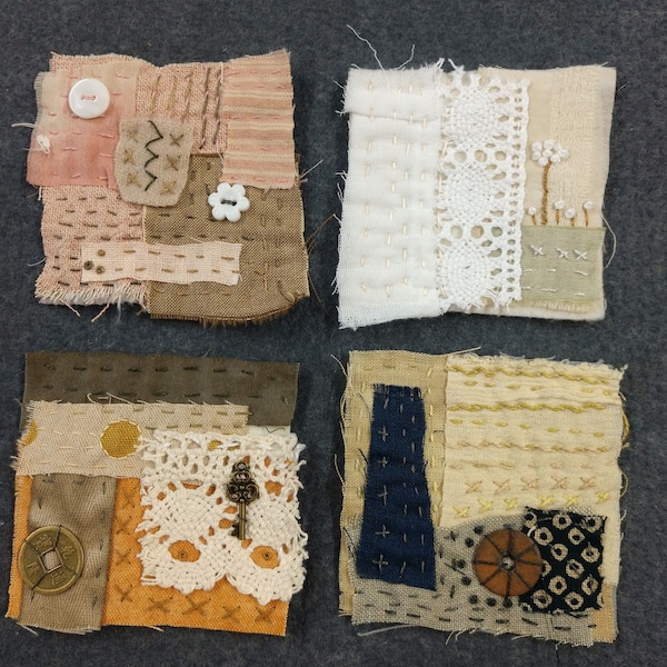 Slow Stitch kit / Collage kit / Small Quilt kit / Textile art / Junk Journal / Mindful stitching / Hand stitched kit