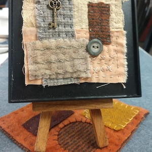 Collage / Boro Collage / Textile Art / Framed Collage / Mixed Media collage / Fabric    Collage
