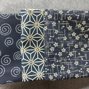 Telas japonesas índigo / Telas de algodón Cosmo Japan / Fat Quarters / telas azul oscuro imagen 3