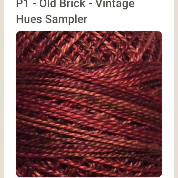 Vladani Perle Cotton thread / Color P1 / Variegates / Old Brick-Vintage Hues for J. Paton / Wool Applique Thread / Embroidery thread