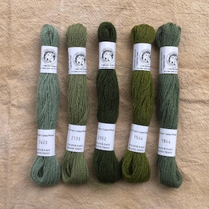 French Wool Floss / Bluesy shades of green / Lane pour Tapestry Wool Floss/ Embroidery Floss/ Wool Applique/ Mending/ Visible mending