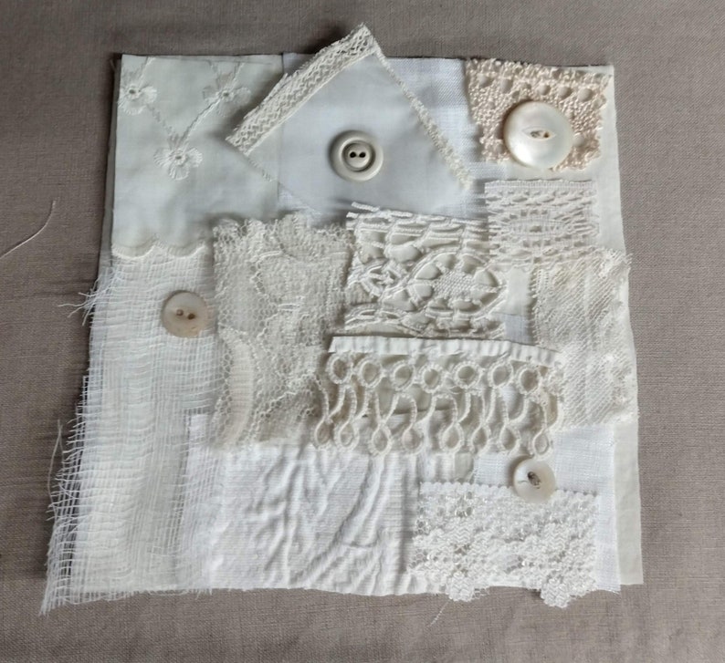 Slow Stitch kit/Beginner Slow Stitch project/Sashiko stitching/ Slow Stitch project/Collage/ Mindful Stitching/Textile Art/Boro Collage/ image 6