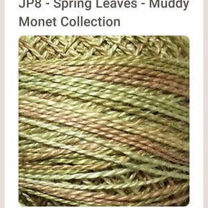 Valdani thread/ Perle Cotton Thread. Color JP8/ Color Spring Leaves-Muddy Monet/ Wool Applique/ Colorfast/ Hand Dyed/ Rug Hooking