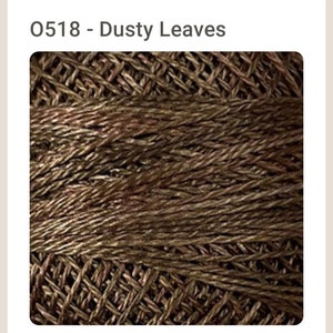 Valdani Perle Cotton thread/ Size 12/ Dusty Leaves # 0518 Colorfast/ Hand Dyed/ Wool Applique/ Hand Quilting/ Wool Applique thread/Stitchery