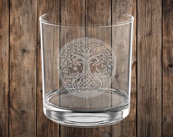 Celtic Tree of Life Whiskey Glass | Engraved 10.5oz Rocks Glass