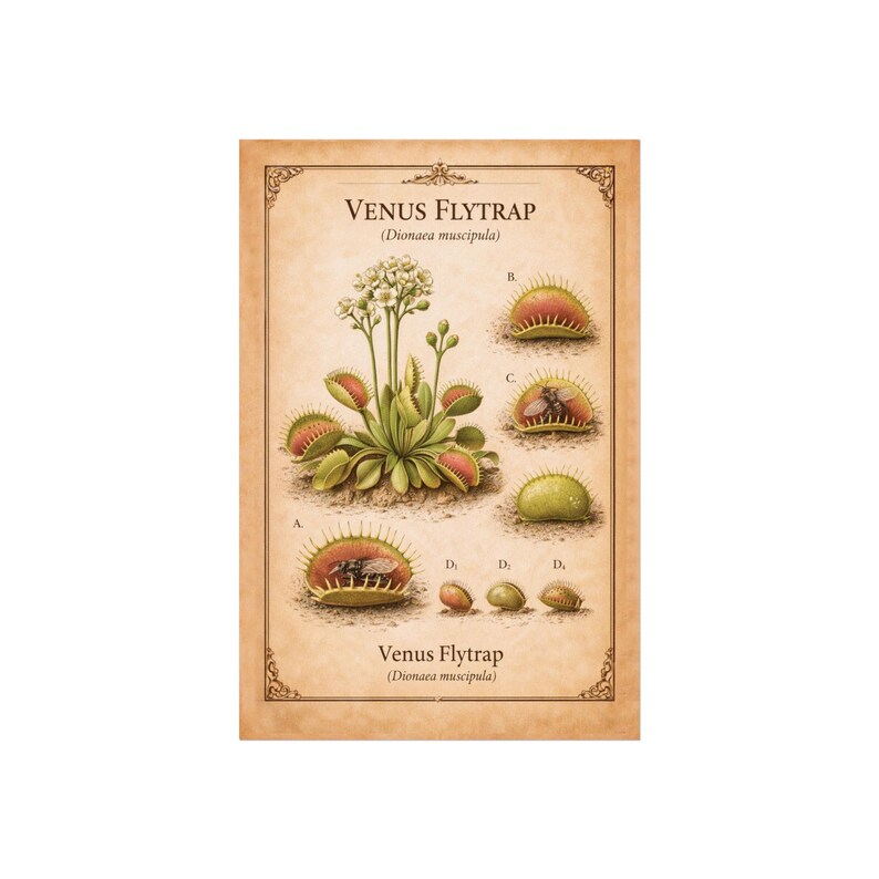 Vintage Botanical Venus Flytrap Poster | Fine Art Poster - Etsy
