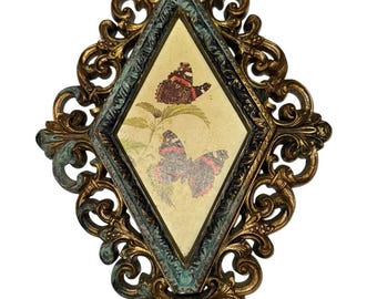 Vintage verzierter Schmetterlings-Wandbehang-Rahmen Sirococo Style Mid Century