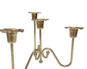 Vintage koperen kandelaar met 5 armen en kandelaar uit het midden van de eeuw Hollywood Regency