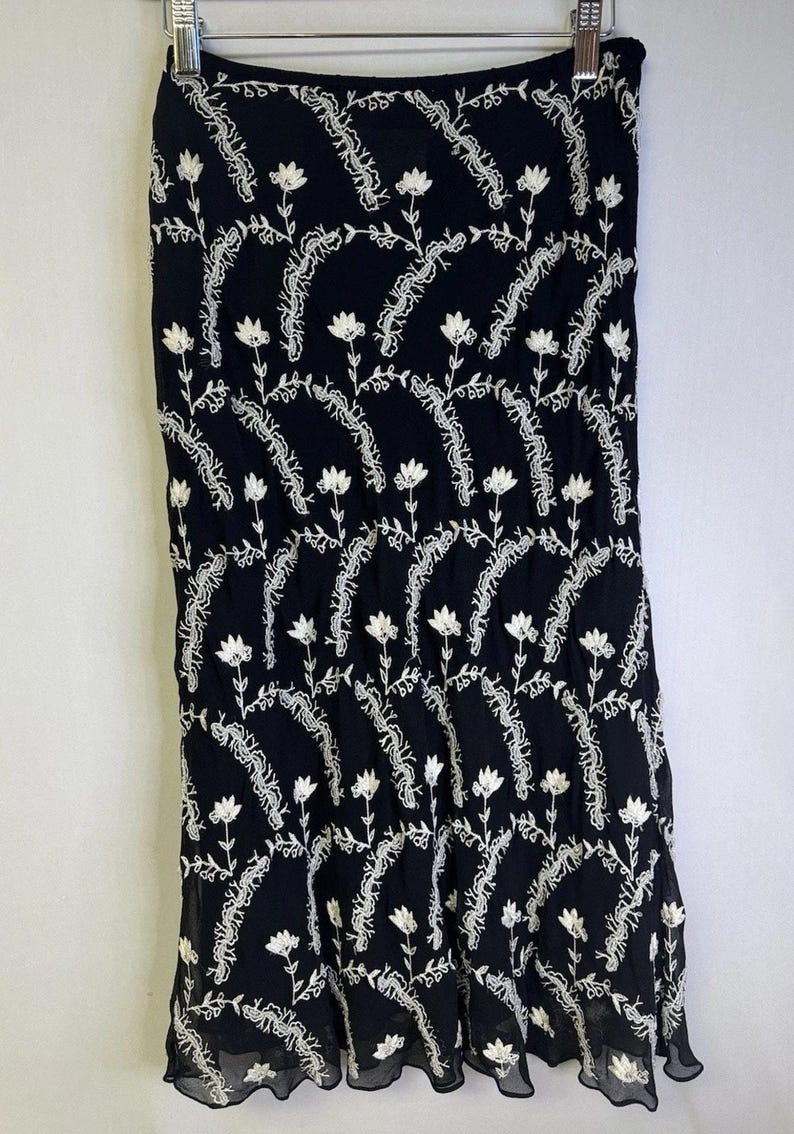 Vintage Adrianna Papell Boutique Abend Seide Perlen Bestickter Midi Rock 8 Bild 4