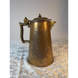 Colonial Virginia Handmade Copper Coffee Pot Pitcher Hampton VA Brass Hinged Lid