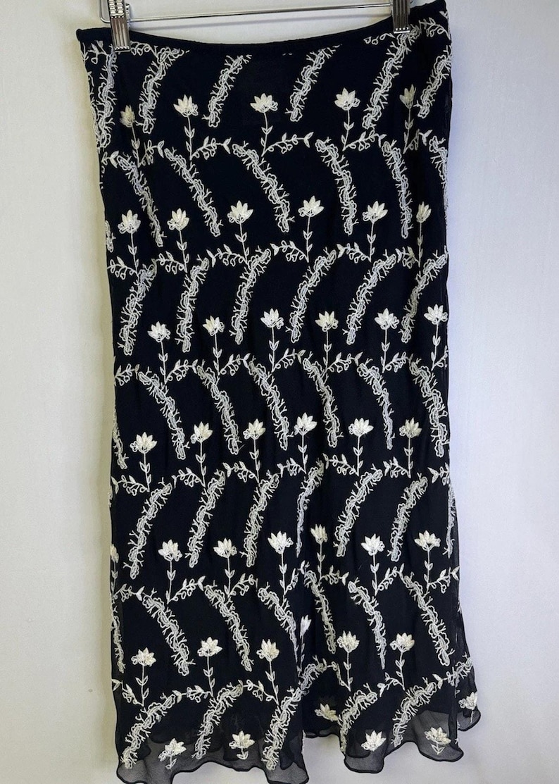 Vintage Adrianna Papell Boutique Abend Seide Perlen Bestickter Midi Rock 8 Bild 1