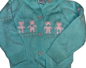 Baby Teddy Bear Knit Cardigan Sweater 24M First Impressions Vintage