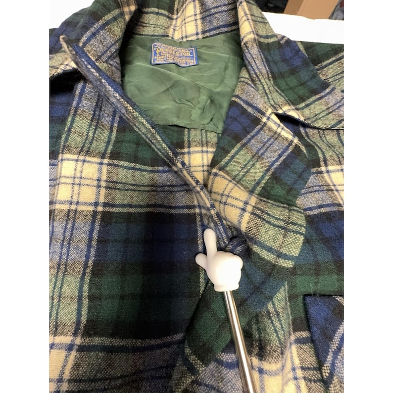 Pendleton Vintage Wool Plaid Chore Jacket Blue Green USA Men's M image 6