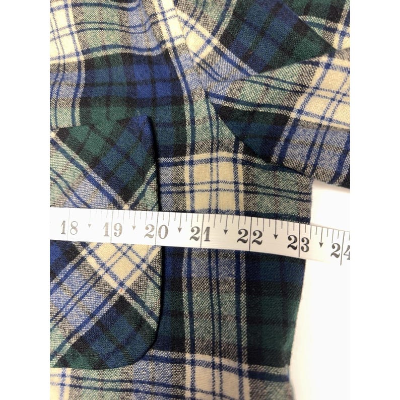 Pendleton Vintage Wool Plaid Chore Jacket Blue Green USA Men's M image 3