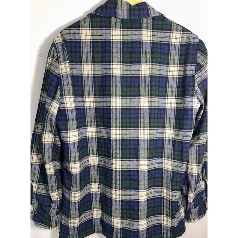 Pendleton Vintage Wool Plaid Chore Jacket Blue Green USA Men's M image 2
