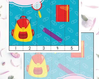 School Items 1-5 Printable Preschool Puzzle