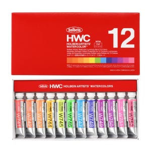 Holbein Luminous Watercolor Set of 12 | Fluorescent Watercolors That Glow Under Blacklight  | UV Reactive Watercolor