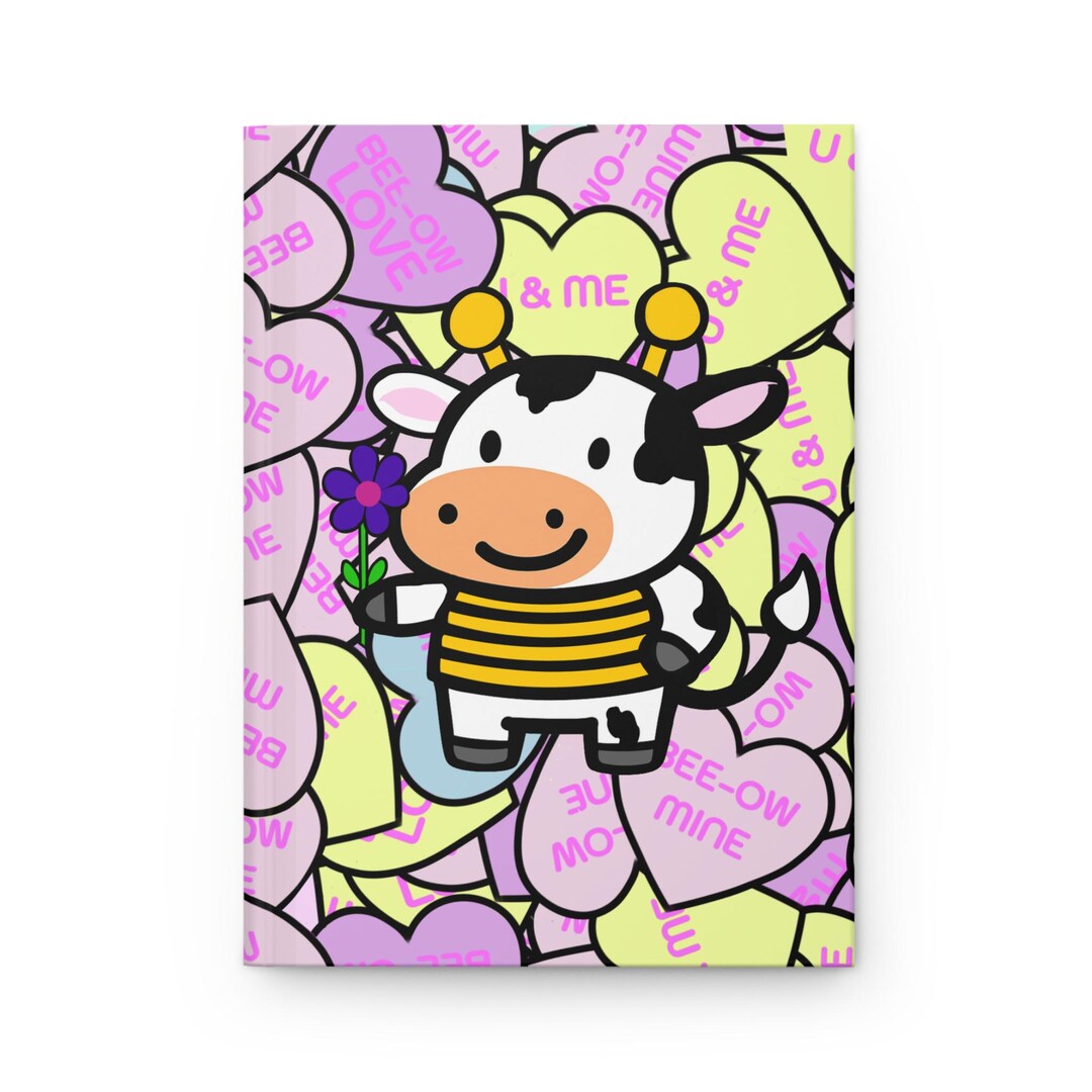 Bee-ow Cow Valentine's Day Journal | Conversation Hearts - Etsy