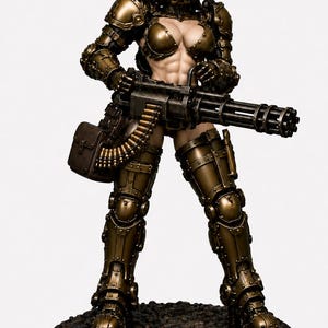 Kvinnlig Mini-Gun Juggernaut Rymdsoldat Miniatyr/Figur