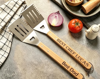 Espátula "Melhor Pai Virador", Espátula Personalizada para Churrasco, Presente de Dia dos Pais para pai, padrasto, acessórios de churrasco para avô, Presente para Mestre do Churrasco