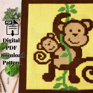 Affe C2C Häkeldecke Muster (Instant Digital PDF Download)